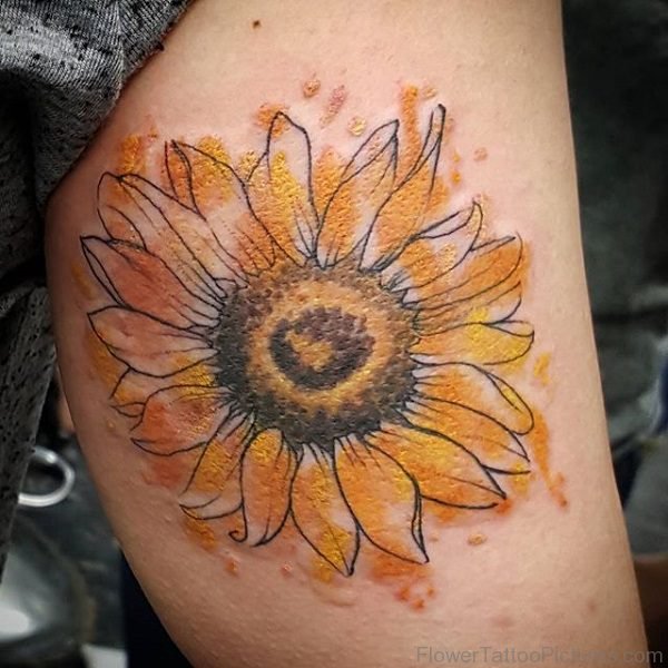 Yellow Sunflower Tattoo On Arm