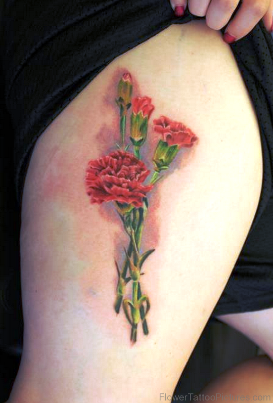 Adorable Carnation Flower Tattoo On Arm