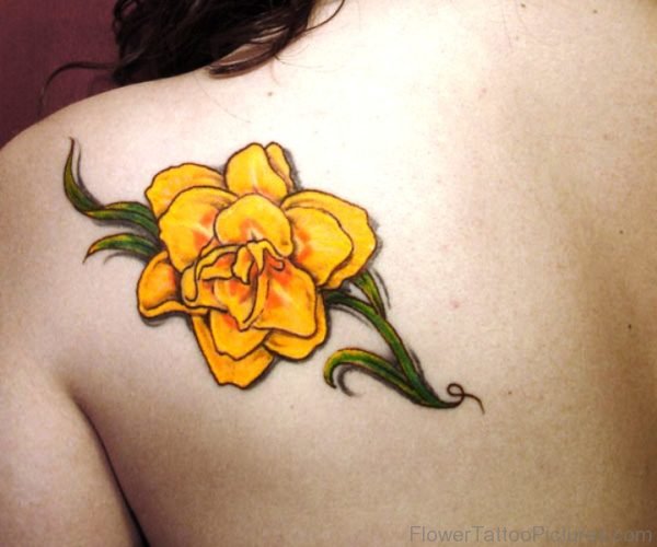 Adorable Daffodil Flower Tattoo On Shoulder