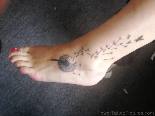 Adorable Dandelion Tattoo On Foot