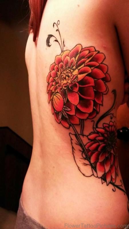 Adorable Marigold Flower Tattoo On Back