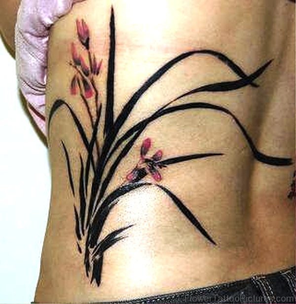 Adorable Orchid Flower Tattoo On Rib