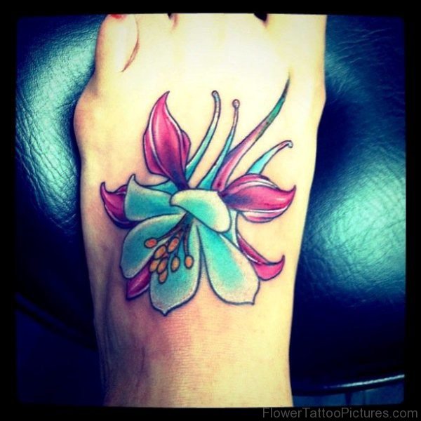 Amazing Columbine Flower Tattoo