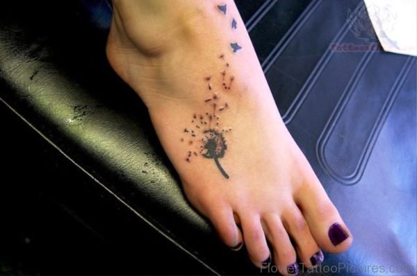Amazing Dandelion Tattoo On Foot