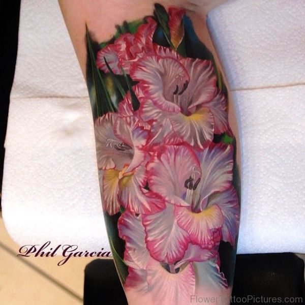 Amazing Gladiolus Flower Tattoo