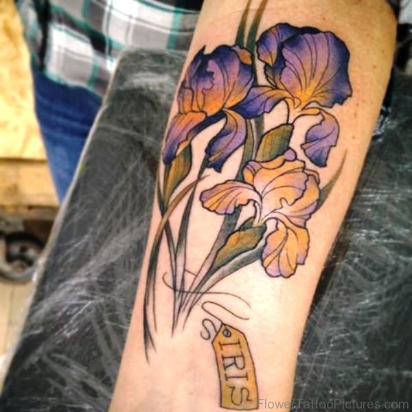 Amazing Iris Flower Tattoo Design