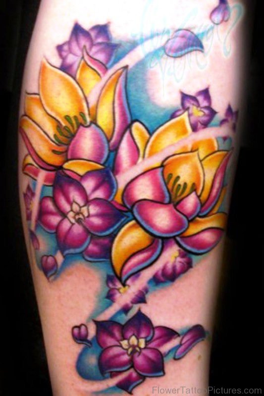 Amazing Larkspur Flower Tattoo Design