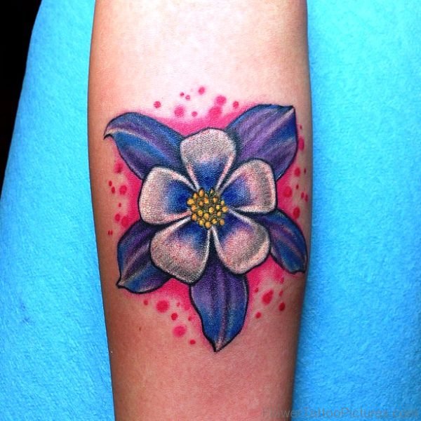 Attractive Columbine Flower Tattoo On Arm