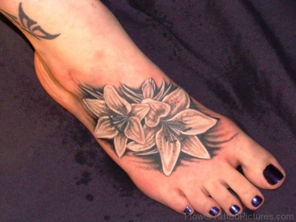 Attractive Daffodil Flowers Tattoo On Foot