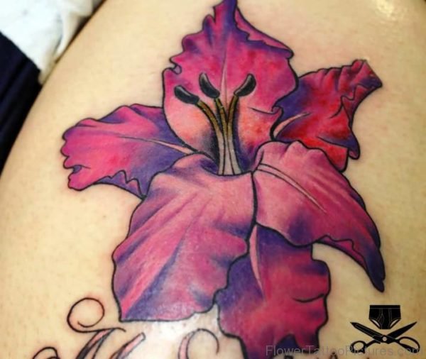 Attractive Gladiolus Flower Tattoo Design