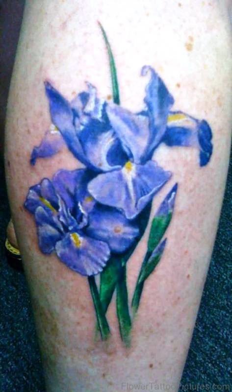 Attractive Iris Flower Tattoo Design