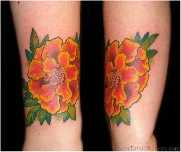 Attractive Marigold Flower Tattoo Design