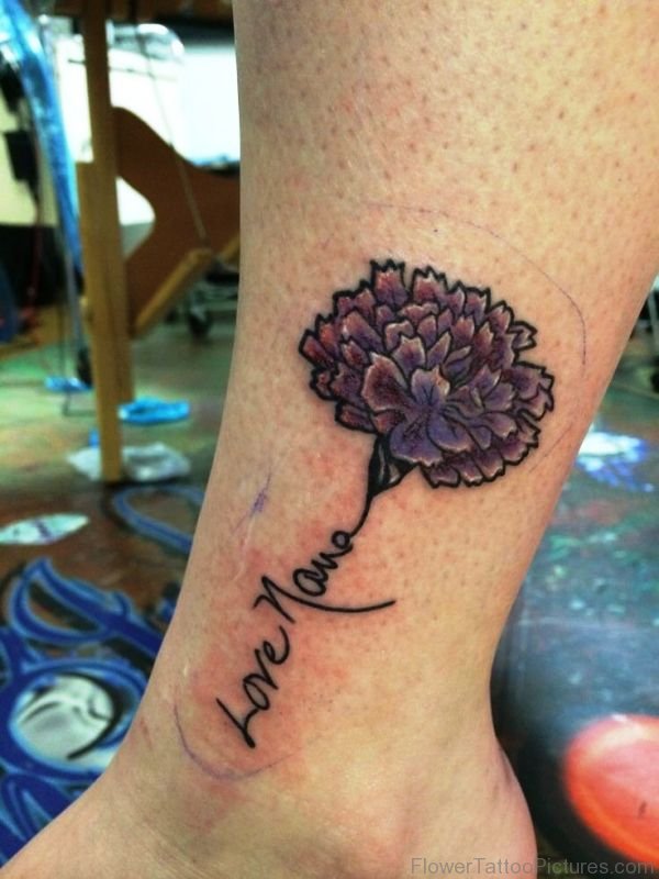 Awesome Carnation Flower Tattoo Leg