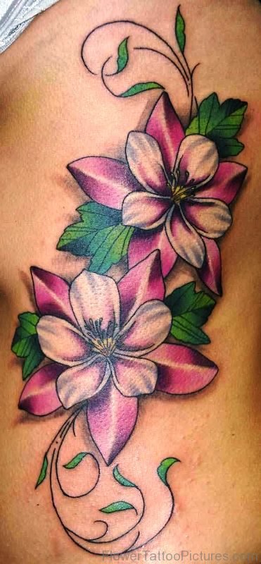 Awesome Columbine Flowers Tattoo