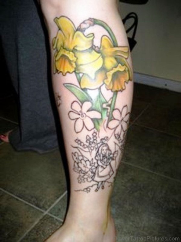 Awesome Daffodil Flowers On Leg