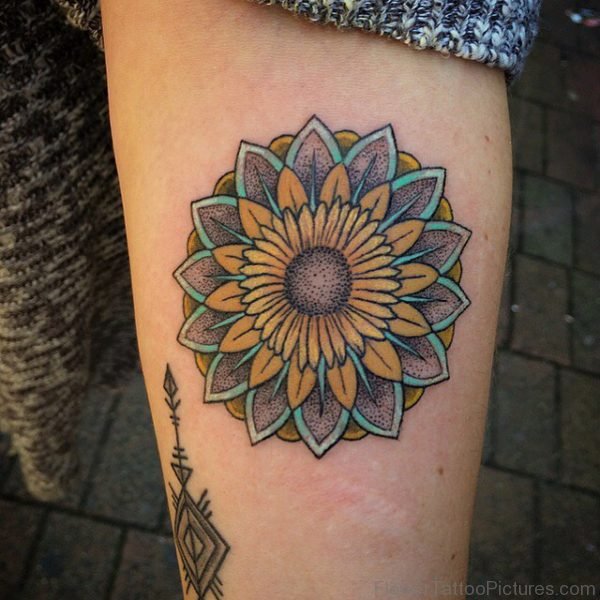 Awesome Sunflower Tattoo On Arm