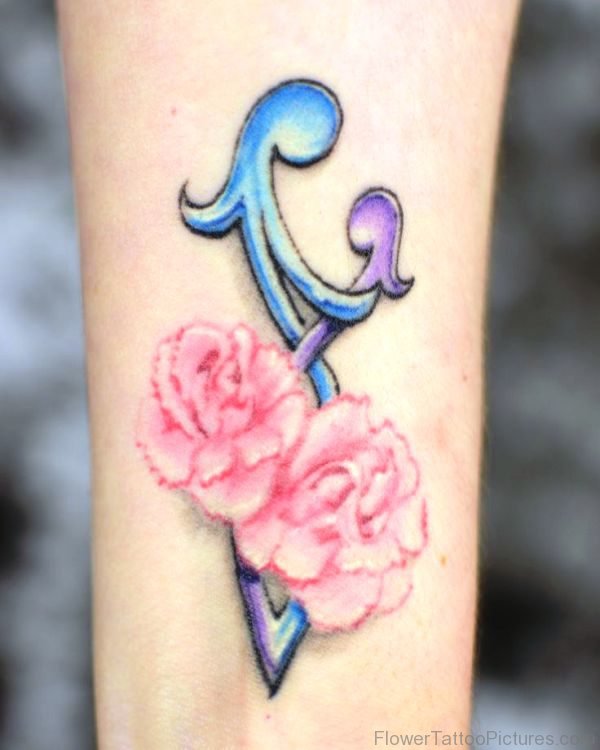 Baby Pink Carnation Flower Tattoo Design