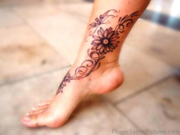 Beautiful Barberton Flower Tattoo On Foot