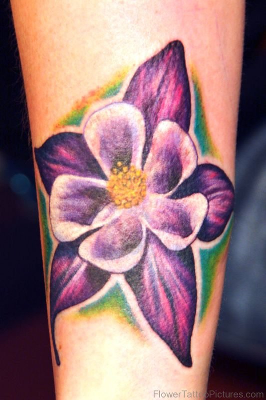 Beautiful Columbine Flower Tattoo