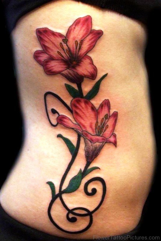 Best Gladiolus Flower Tattoo On Rib