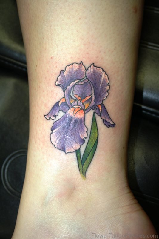 Best Iris Flower Tattoo On Leg