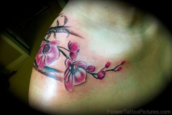 Best Orchid Flower Tattoo On Shoulder