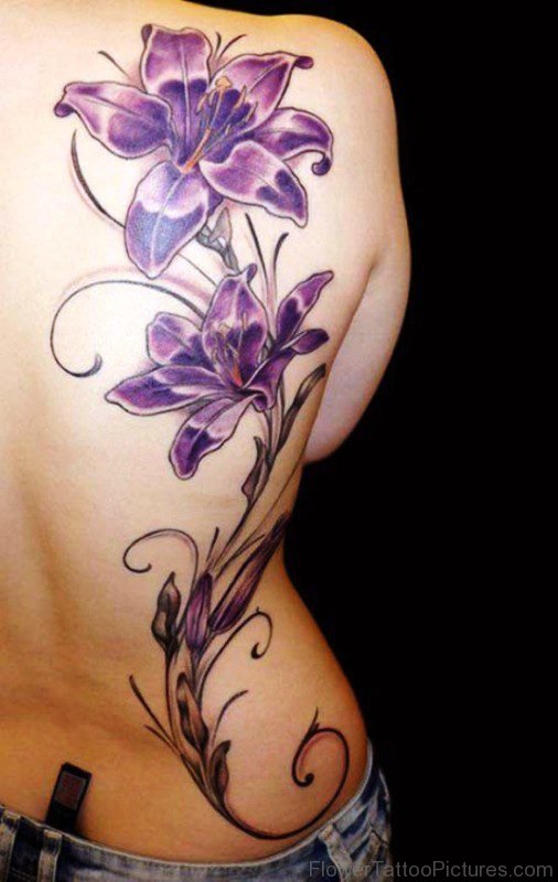 Big Iris Flower Tattoo On Back