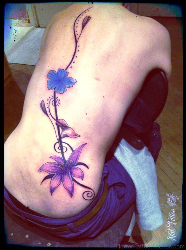 Big Orchid Flower Tattoo On Full Back