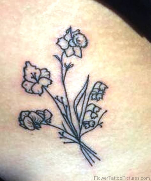 Black Outline Daffodil Tattoo Design