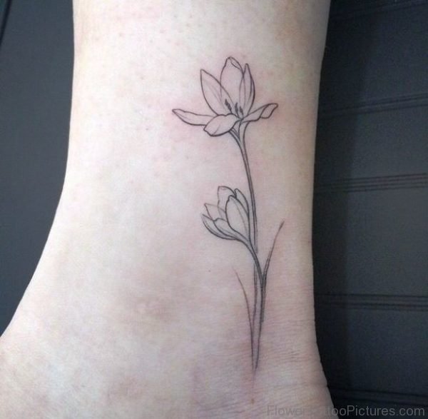 Black Outline Iris Flower Tattoo Design