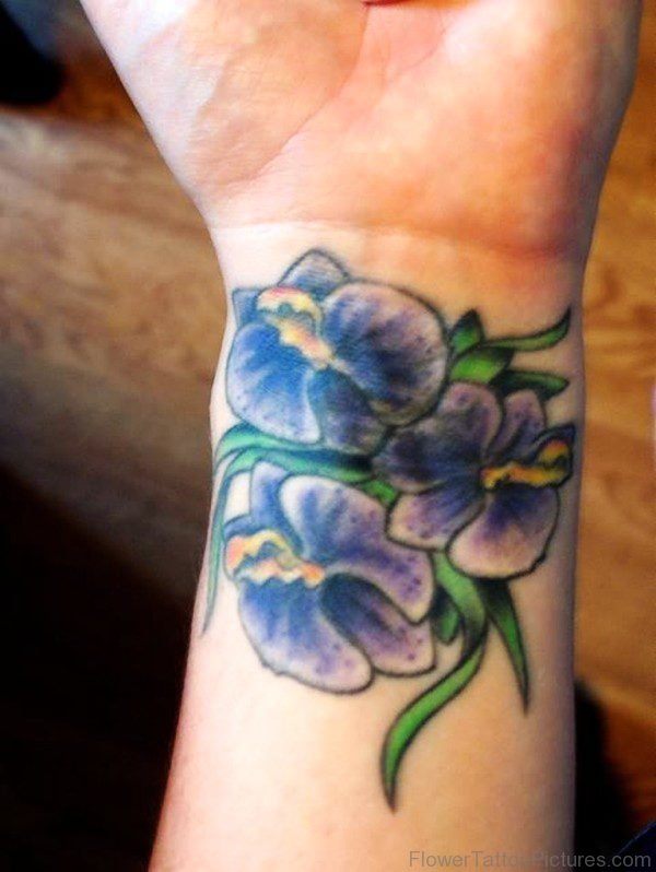 Blue Orchid Flower Tattoo On Wrist