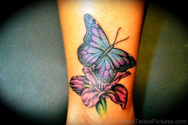 Butterfly With Iris Flower Tattoo Design