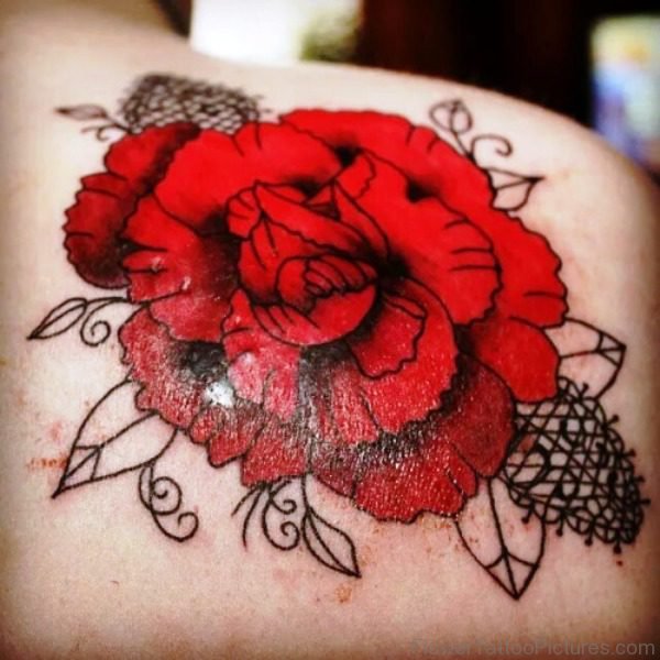 Classic Carnation Flower Tattoo On Shoulder