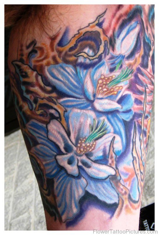 Classic Columbine Flower Tattoo On Arm