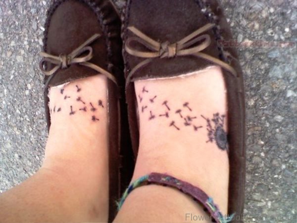Classic Dandelion Tattoo On Feet