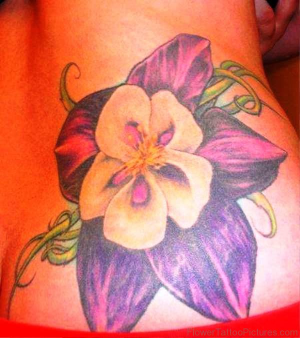 Colorful Columbine Flower Tattoo