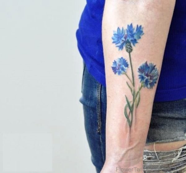 Cool Cornflowers Tattoo On Arm