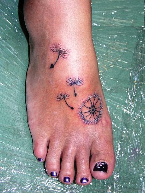 Cool Dandelion Tattoo On Foot