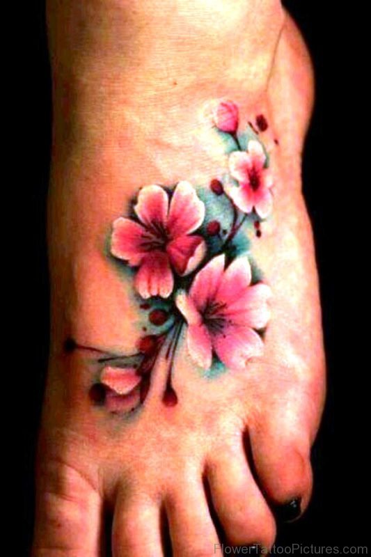 Cool Gladiolus Flower Tattoo On Foot