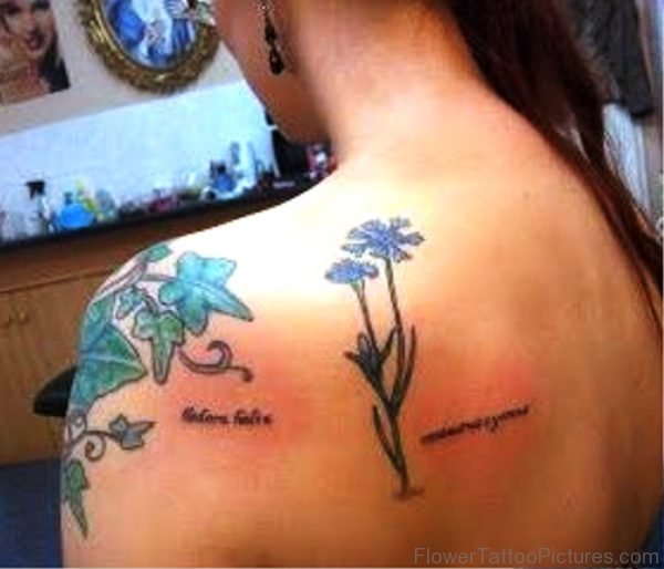 Cornflower Tattoo On Back For Women