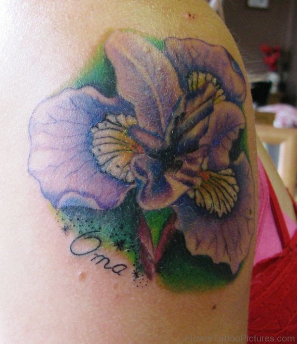 Cute Iris Flower Tattoo Design