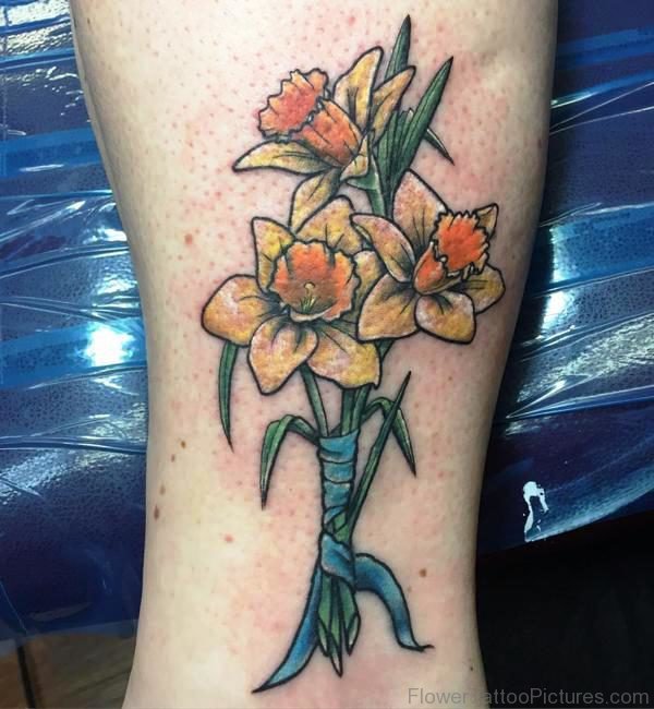 Daffodil Bouquet Flower Tattoo Design