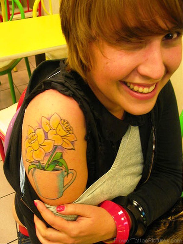 Daffodil Flowers In Cup Tattoo