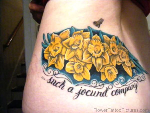 Daffodil Flowers Tattoo On Lower Back