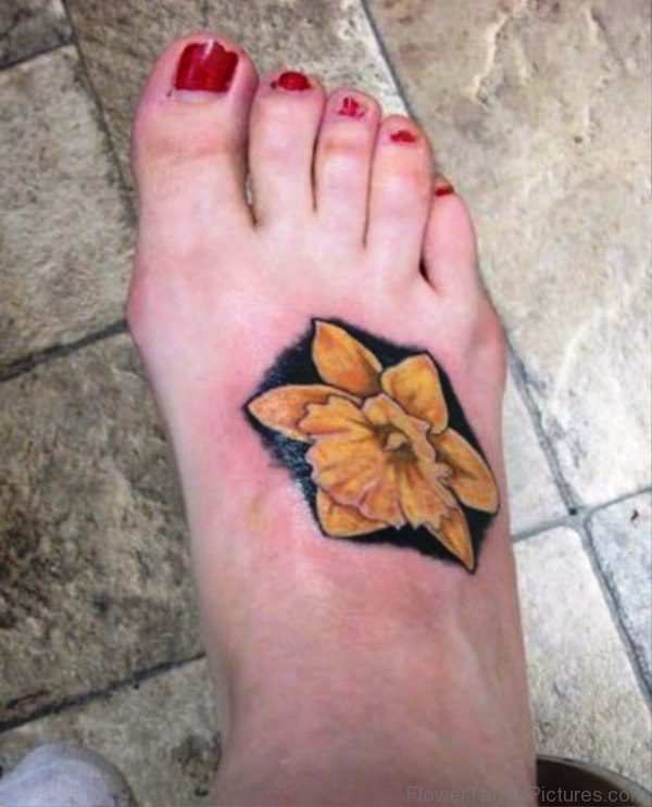 Daffodil Tattoo On Foot