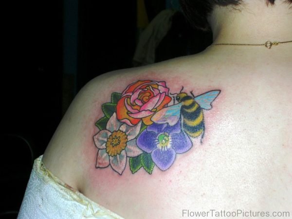 Daffodil With Bee Tattoo Design