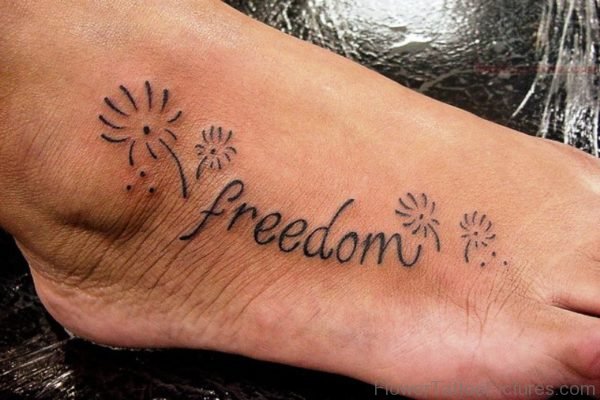 Dandelion Freedom Tattoo On Foot
