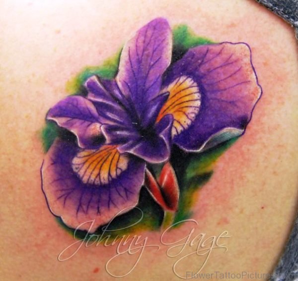 Elegant Iris Flower Tattoo Design