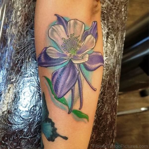 Excellent Columbine Flower Tattoo Design