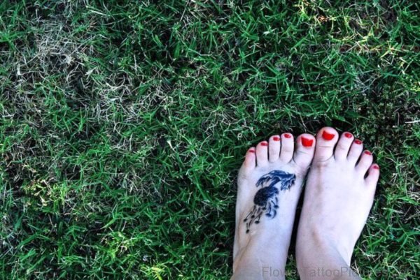 Excellent Dandelion Tattoo On Foot